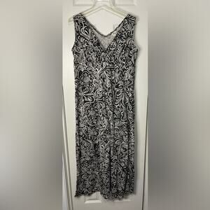 Bass Black Beige sleeveless floral hiking crisscross front midi dress size Large